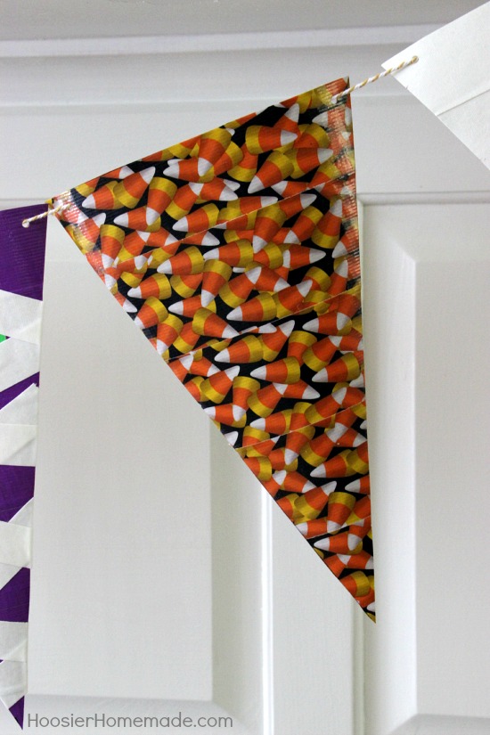 Simple Halloween Craft | Banner made with craft paper and Duck Tape | Instructions on HoosierHomemade.com