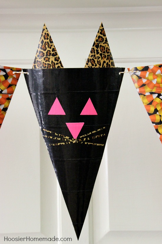 Simple Halloween Craft | Banner made with craft paper and Duck Tape | Instructions on HoosierHomemade.com