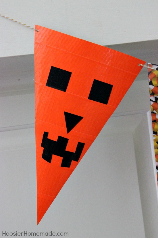 Simple Halloween Craft | Banner made with craft paper and Duck Tape | Instructions on HoosierHomemade.com