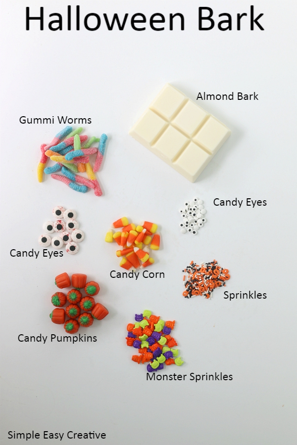 INGREDIENTS FOR HALLOWEEN CANDY BARK