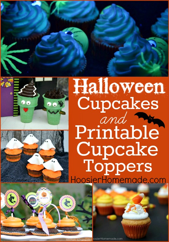 Halloween Cupcakes and Printable Cupcake Toppers:: on HoosierHomemade.com
