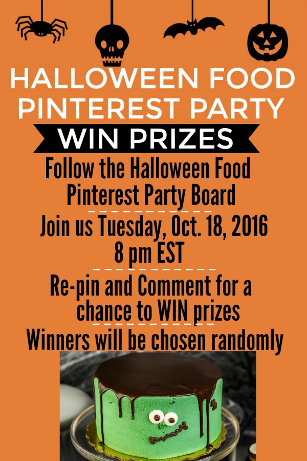 HALLOWEEN FOOD -- PINTEREST PARTY -- October 18th at 8 pm EST! Win PRIZES! Grab fun Halloween Recipes!
