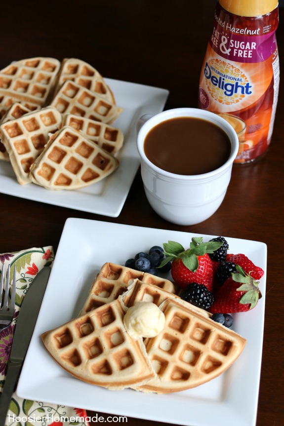 Sugar Free Hazelnut Waffles - a light fluffy waffle with delicious Hazelnut flavor. You will never know they are Sugar Free! Pin to your Recipe Board!