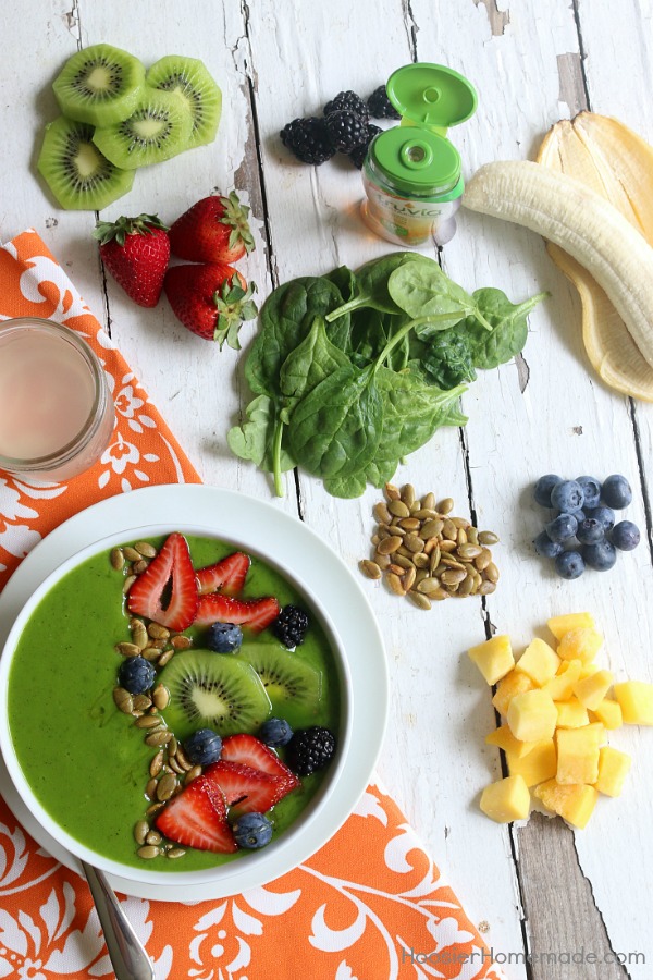 Packed full of flavor and goodness, this Tropical Smoothie Bowl will start your morning off right! Whip up the smoothie in seconds and then add delicious ingredients to the top for a one of a kind breakfast! 