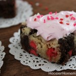 Cookie Dough Brownies for Valentine's Day :: Recipe on HoosierHomemade.com