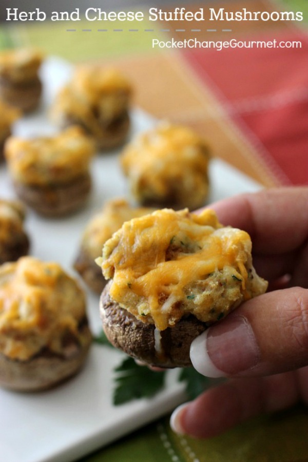 Perfect for the Holiday Season! Serve these Herb and Cheese Stuffed Mushrooms! They are delicious and easy to make! Visit our 100 Days of Homemade Holiday Inspiration for more recipes, decorating ideas, crafts, homemade gift ideas and much more!