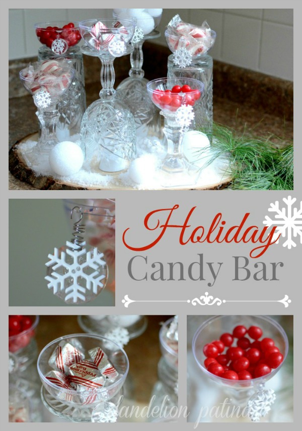 Create this beautiful and EASY Candy Bar for the Holidays with just a few simple supplies and - of course - CANDY! Visit our 100 Days of Homemade Holiday Inspiration for more recipes, decorating ideas, crafts, homemade gift ideas and much more!