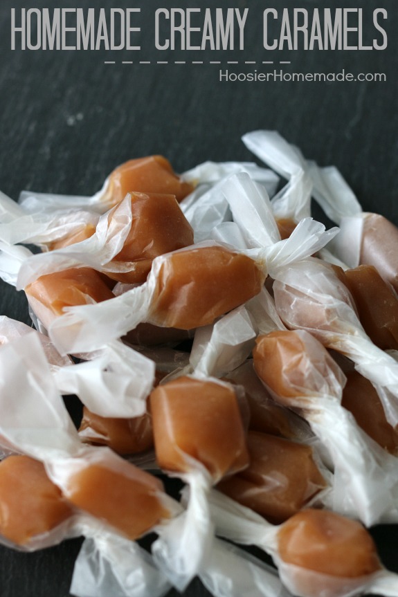 Homemade Creamy Caramels - there's nothing quite like Homemade Candy! These soft, creamy caramels are the perfect treat! Pin to your Recipe Board!