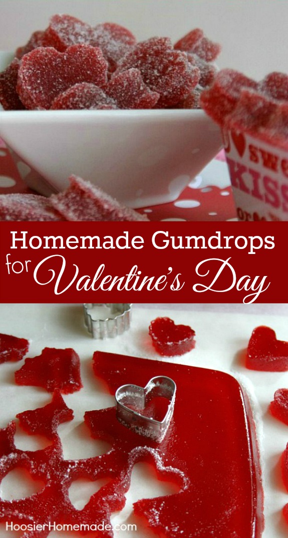 These Homemade Gumdrops are perfect for Valentine's Day Treats! They are easy to make with just a few ingredients. Pin to your Recipe Board!