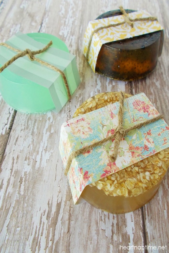 With just a few simple supplies you can make these Homemade Hand Soaps! Perfect for Christmas gift giving! Pin to your DIY Board!
