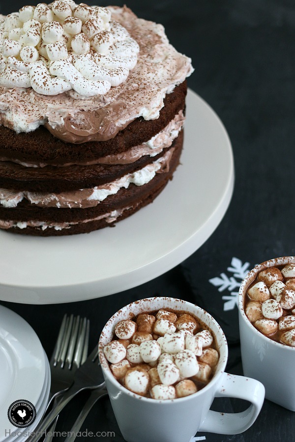 This showstopping Hot Chocolate Cake has layers of moist chocolate cake, pudding, whipped topping, marshmallows and yes, it has hot chocolate too. With these simple ingredients, you are on your way to this spectacular Holiday Cake that everyone will LOVE!