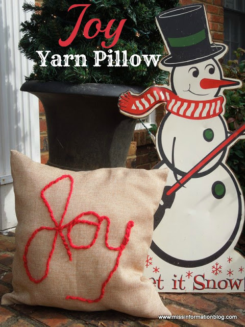 DIY Joy Yarn Pillow: 100 Days of Homemade Holiday Inspiration