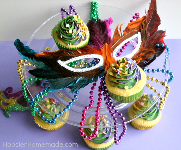 King Cake Cupcakes for Mardi Gras | Recipe on HoosierHomemade.com