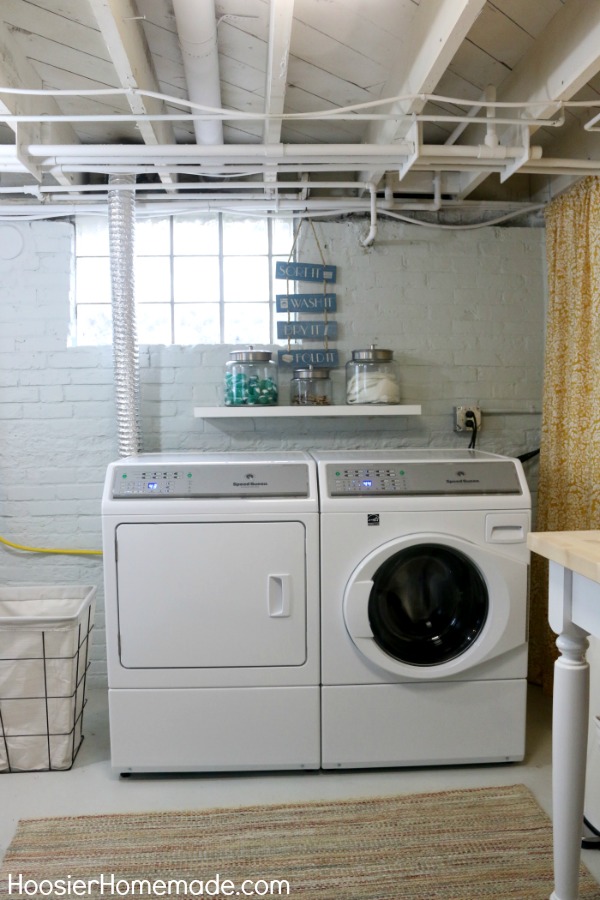 Laundry Room Make Over Transformation with DIY Shelving