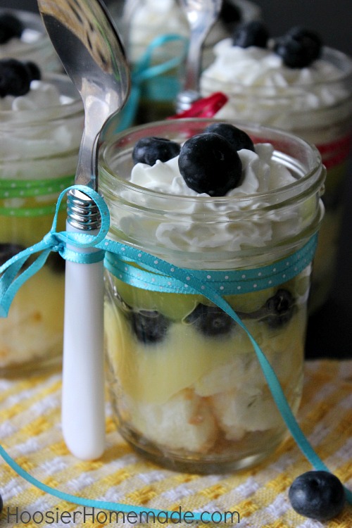 Lemon Blueberry Angel Food Cake in a Jar :: Recipe on HoosierHomemade.com