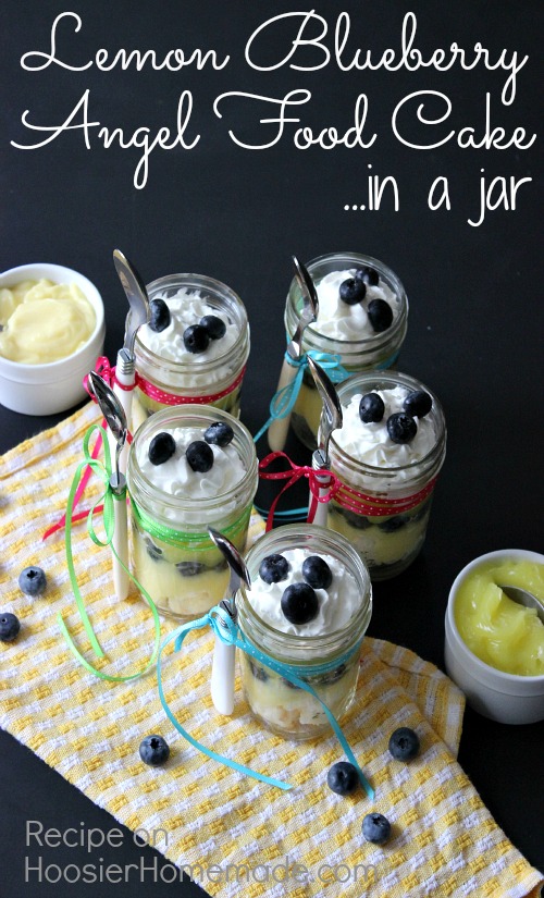 Lemon Blueberry Angel Food Cake in a Jar :: Recipe on HoosierHomemade.com