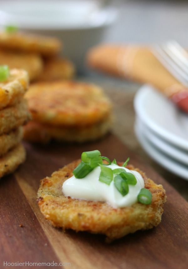 LOADED MASHED POTATO PATTIES - Use up your leftover mashed potatoes with the easy recipe for Mashed Potato Cakes! BAKED not FRIED! 