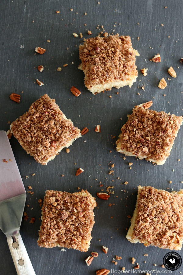 Make Ahead Coffee Cake - easy to make, packed with flavor and perfect for brunch! Mix up this coffee cake, wrap it, put it in the fridge over night and have it ready to bake the next morning! Pin to your Recipe Board!