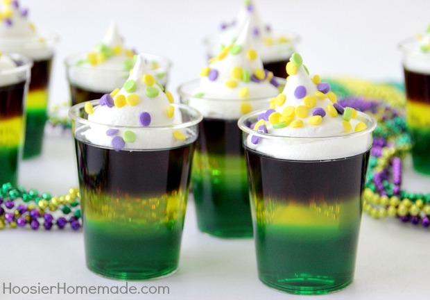 Mardi Gras Jello Shots | Recipe on HoosierHomemade.com