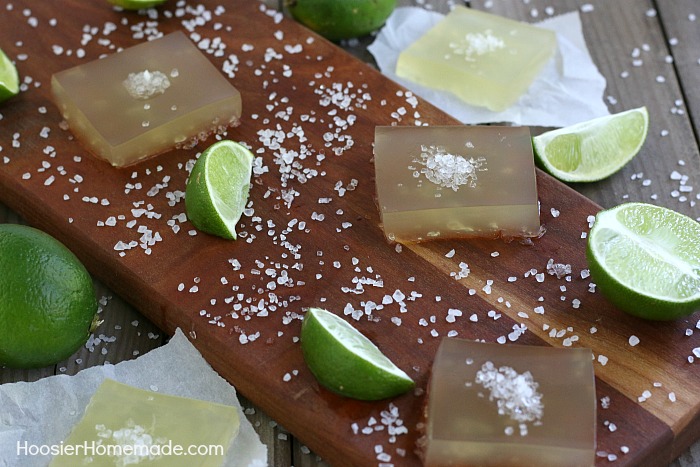 MARGARITA JELLO SHOTS -- You are ONLY 3 ingredients away from a fun adult jello shot! Whip up a batch of these for your next party!