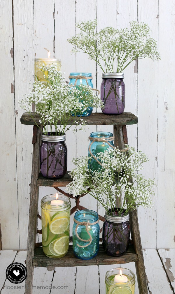 Spruce up your home, decorate for a party or make these Mason Jar Centerpieces for gifts! They are quick, easy and take only about 5 minutes to put together! Gotta love that! 