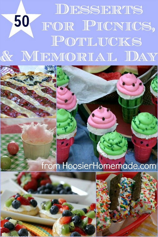 Oh how we LOVE Summer! Especially dessert during the Summer! Here are 50 Desserts that are perfect for Picnics, Potlucks, Memorial Day or even 4th of July!