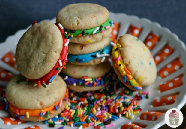 Mini Funfetti Sandwich Cookies :: Recipe on HoosierHomemade.com
