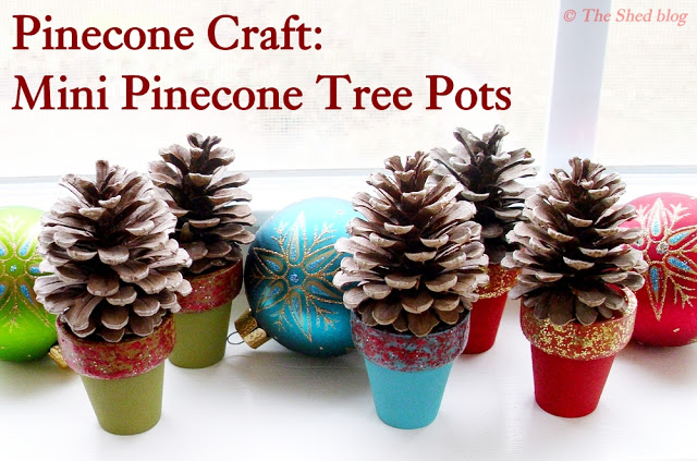Mini Pinecone Tree Pots: 100 Days of Homemade Holiday Inspiration on HoosierHomemade.com