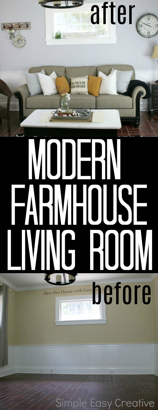 MODERN FARMHOUSE LIVING ROOM MAKEOVER -- turn a boring room into a fabulous room with these farmhouse style decorating ideas