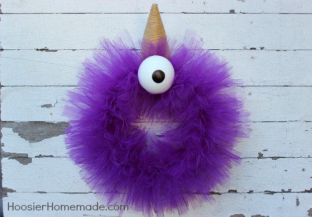 Halloween Monster Wreath : Purple People Eater :: Tutorial on HoosierHomemade.com