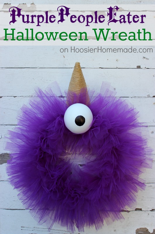 Halloween Wreath : Purple People Eater :: Tutorial on HoosierHomemade.com