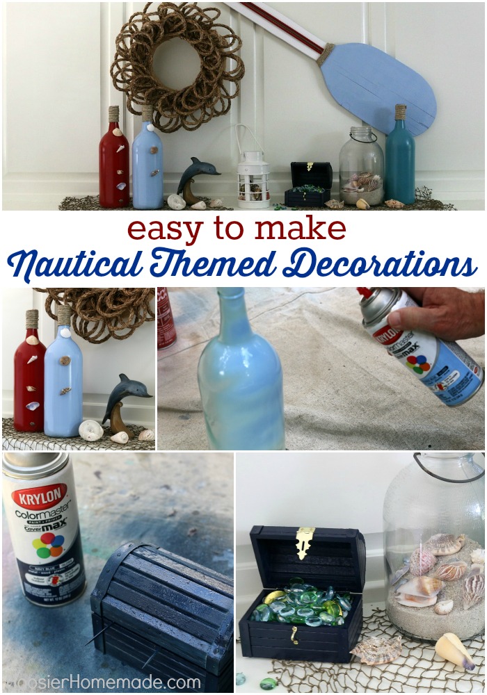 Make these easy Nautical Themed Decorations for your Mantel, Table or even as Party Decorations! Budget Friendly and Simple to make! Bring the beach to your home! Click on the photo for full instructions!