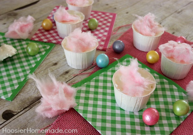 Cotton Candy No Bake Mini Cheesecakes :: Recipe on HoosierHomemade.com