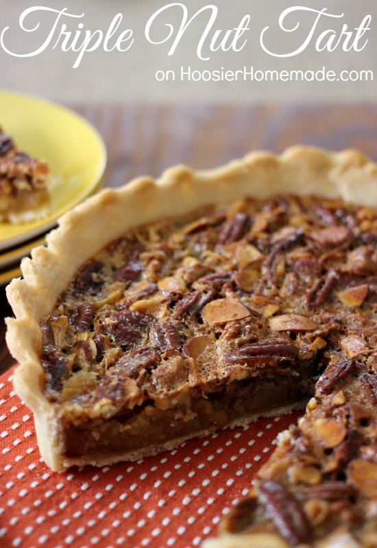 Triple Nut Tart | Recipe on HoosierHomemade.com