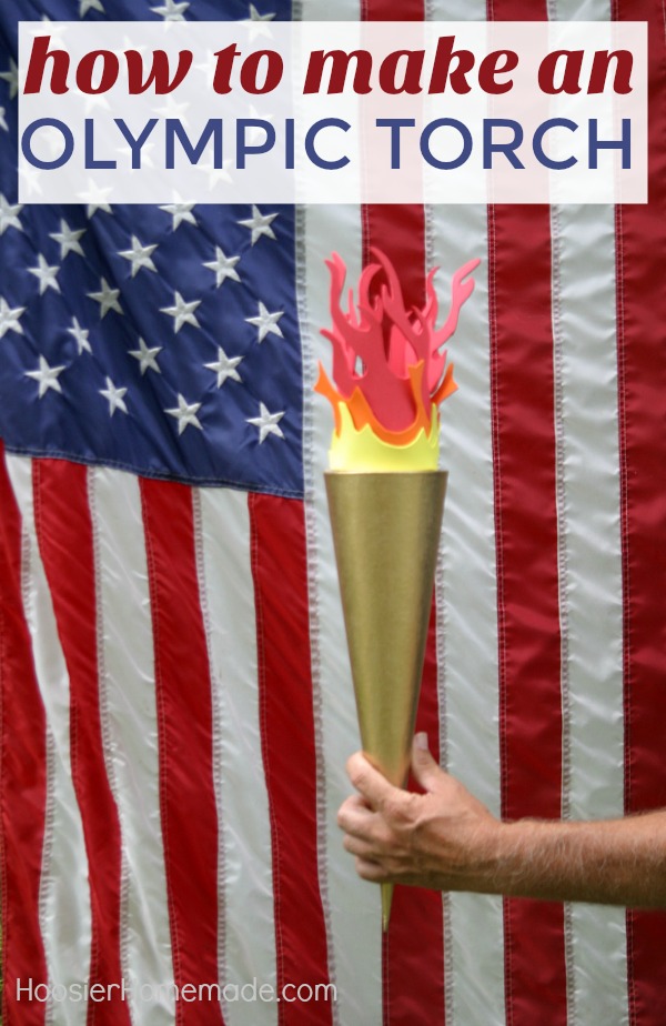 DIY OLYMPIC TORCH - Celebrate the Olympic Games with this fun Olympic Torch! The kids can help make it too! Use it for your Backyard Olympic Games! 