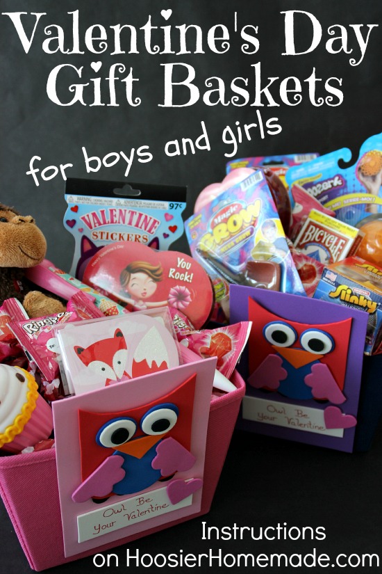 Valentine's Day Kids' Craft and Gift Basket | Instructions on HoosierHomemade.com