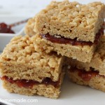 Peanut Butter and Jelly Krispie Treats | Recipe on HoosierHomemade.com