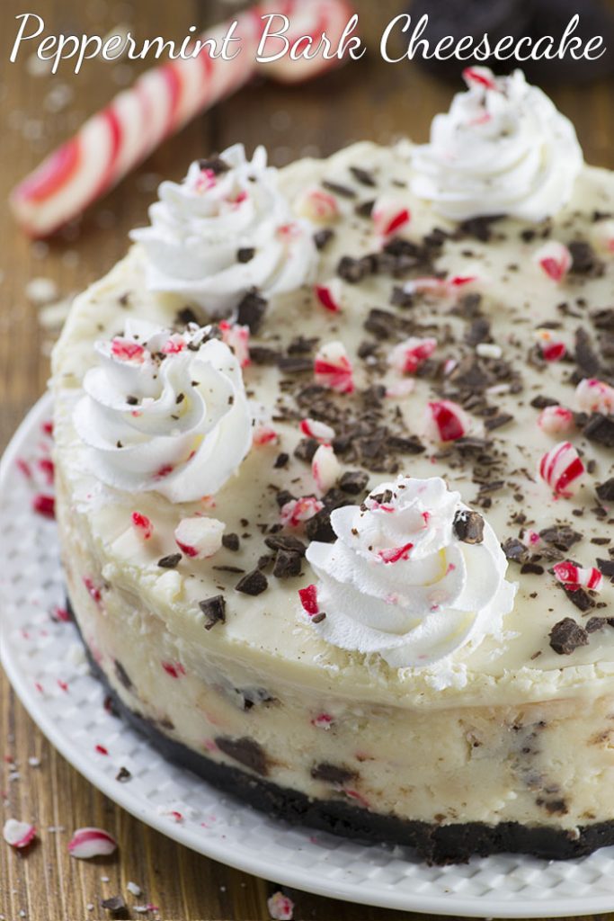 This peppermint bark cheesecake looks so amazing! The perfect Christmas dessert!