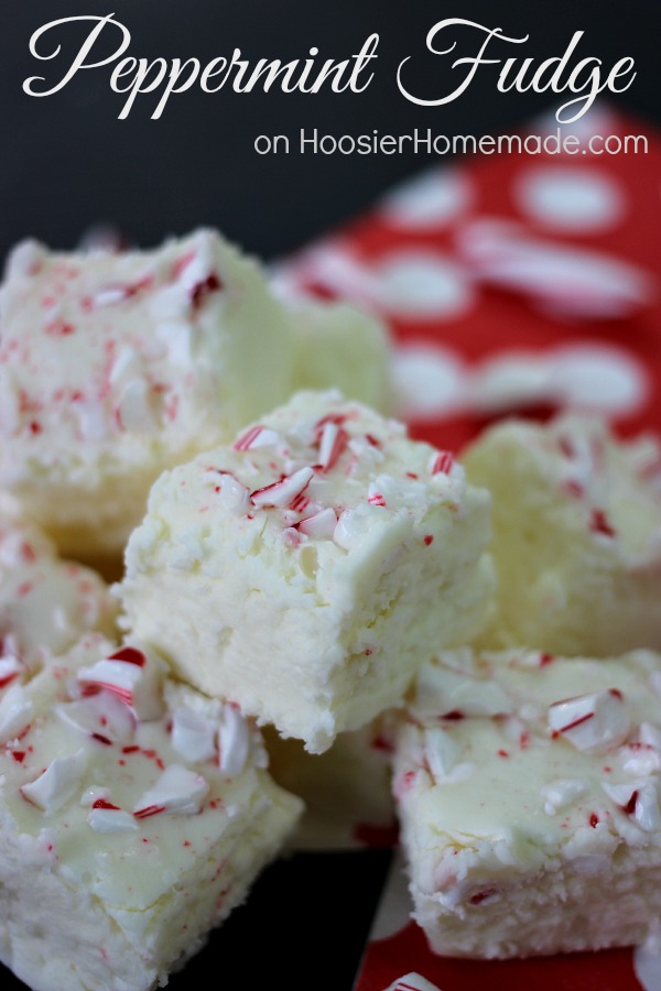 Peppermint Fudge | This Homemade Fudge Recipe is perfect for the holiday season |100 Days of Homemade Holiday Inspiration on HoosierHomemade.com