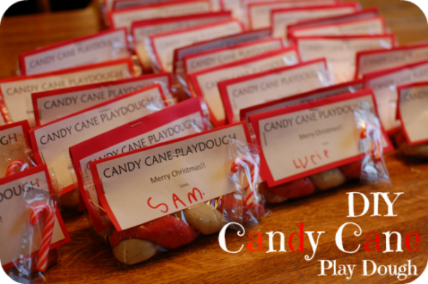 DIY Candy Cane Playdough: 100 Days of Homemade Holiday Inspiration