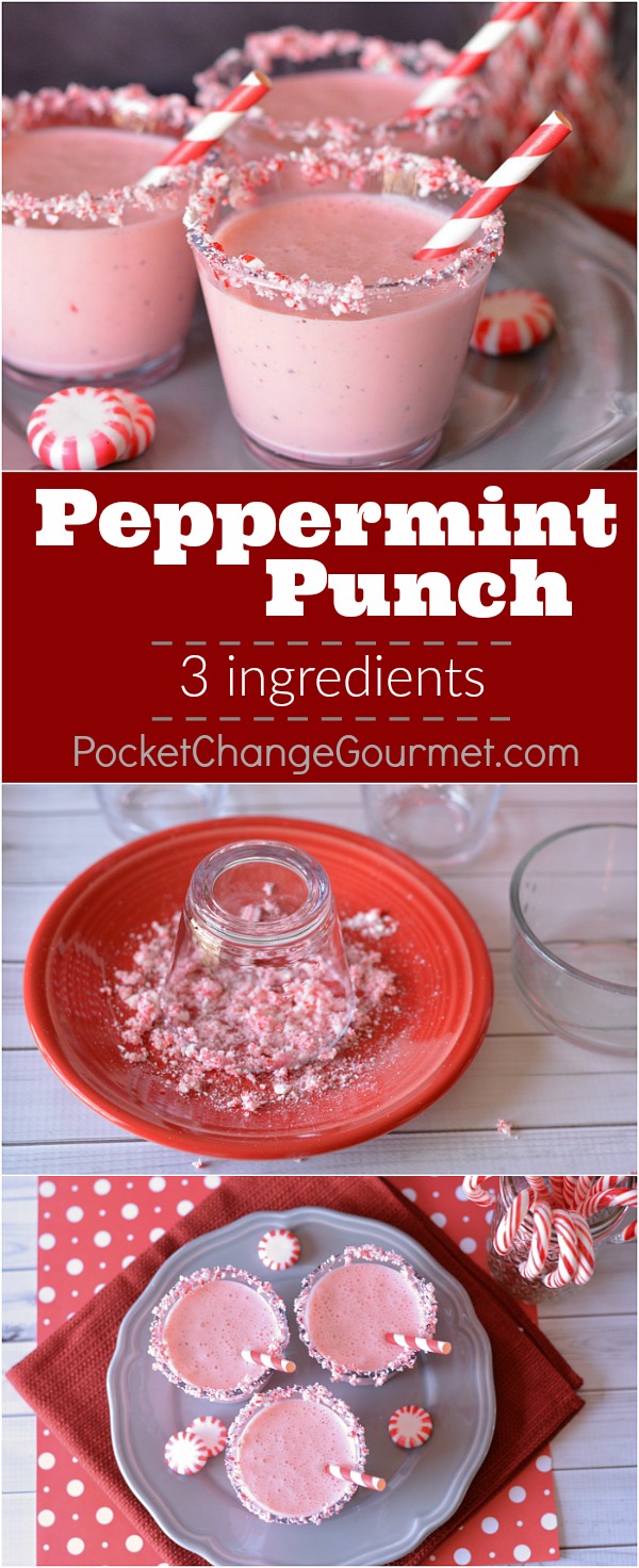 Peppermint Punch- 3 ingredient punch that will be a party favorite!