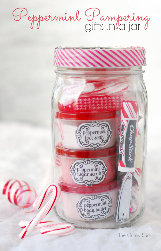 Peppermint Pampering Gift In A Jar: 100 Days of Homemade Holiday Inspiration on HoosierHomemade.com