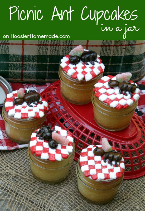 Picnic Ant Cupcakes in Jar | Recipe on HoosierHomemade.com