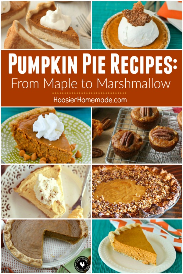 Pumpkin Pie Recipes - perfect for Thanksgiving and the holidays! From individual pumpkin pies to maple to pumpkin pie with toffee topping! We have you covered!