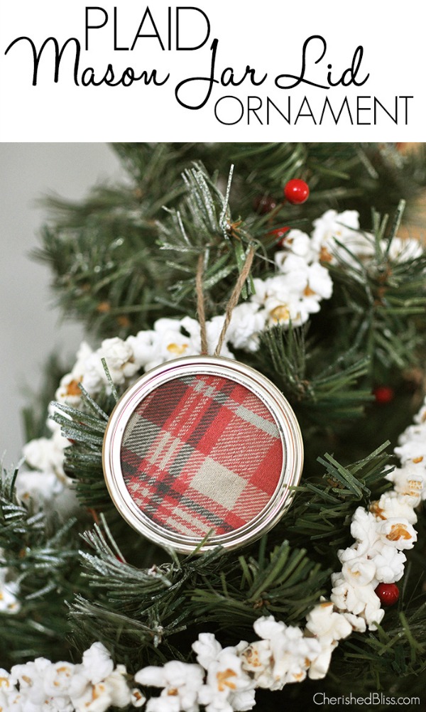 Make these adorable Mason Jar Lid Ornaments for your tree, or add them to packages! Visit our 100 Days of Homemade Holiday Inspiration for more recipes, decorating ideas, crafts, homemade gift ideas and much more!