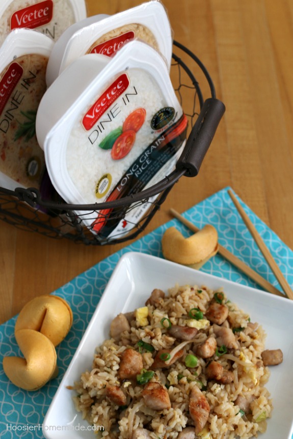 Skip take out and make your own Pork Fried Rice at home! It's simple, easy and delicious! Add some Fortune Cookies and you have a fun dinner! Pin to your Recipe Board!