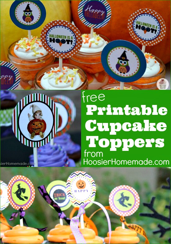 Printable Halloween Cupcake Toppers :: FREE on HoosierHomemade.com