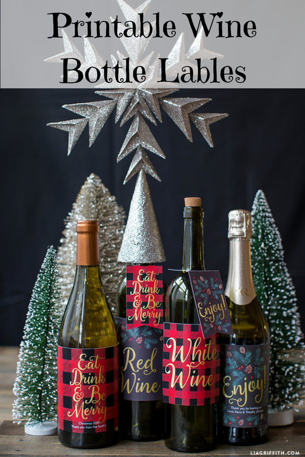 Printable Holiday Wine Labels