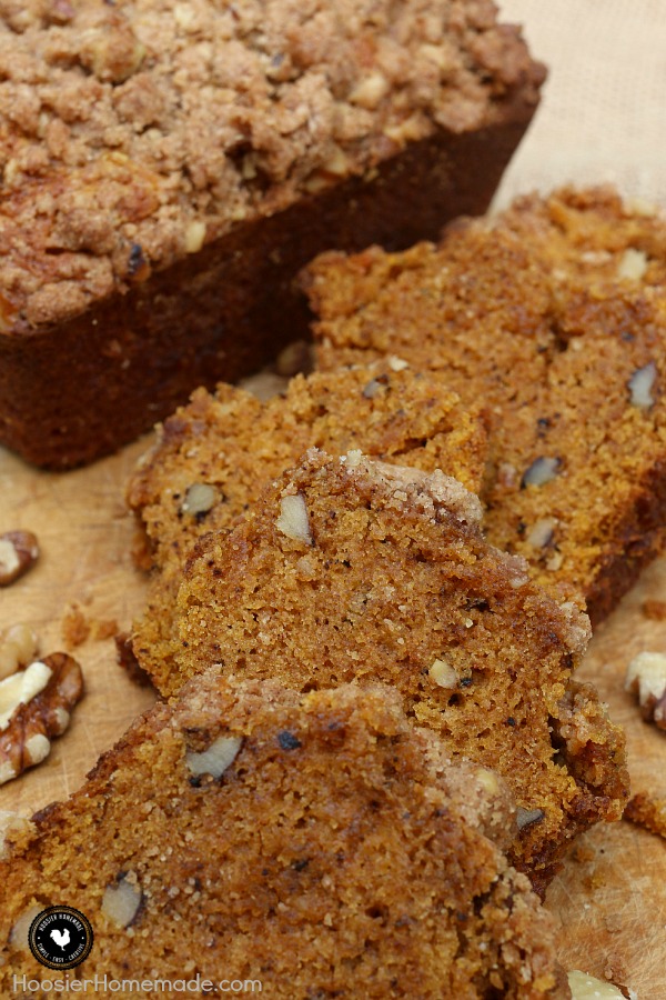 Oh Fall! How we love you! The Fall Baking is at it's best right now. Pumpkin - Apples - Cranberries - Caramel - Nuts and more! This Pumpkin Bread with Streusel Topping is a must bake! 