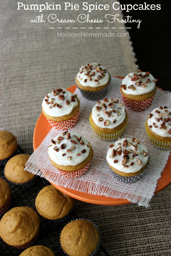 Pumpkin Pie Spice Cupcakes with Cream Cheese Frosting | Recipe on HoosierHomemade